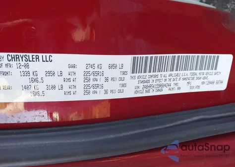 2009 Chrysler Town & Country Touring z USA, uszkodzony, nr VIN 2A8HR54159R604244